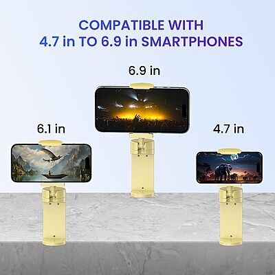 Portronics Mobot Clip – Yellow 360° Phone Stand offers versatile viewing angles with its adjustable design. Perfect for hands-free video calls, streaming, and more. Compact and portable for easy use.