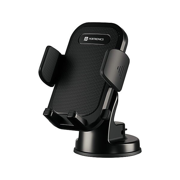 Portronics Clamp M4 Car Phone Holder – 360° Rotation | Strong Grip | Black | 1 Year Warranty
