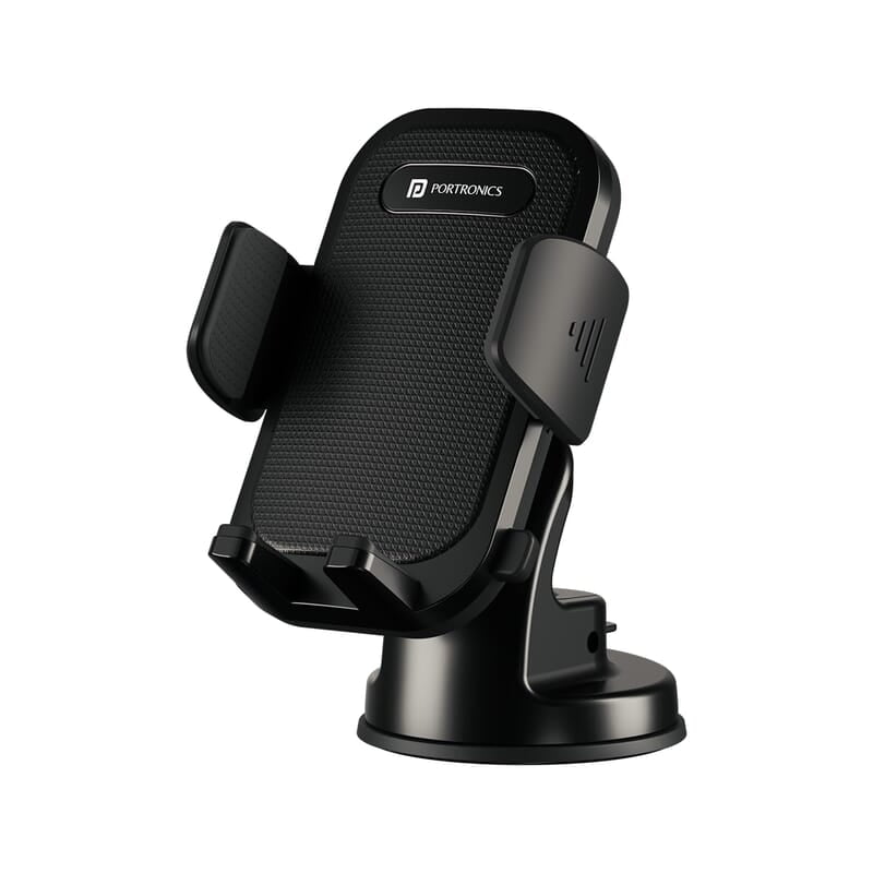 Portronics Clamp M4 Car Phone Holder Stand with 360 Degree Rotation Mobile Stand for Car