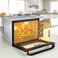 Borosil Prima 48 L Oven Toaster & Grill, Motorised Rotisserie & Convection Heating, 6 Heating Modes, Silver