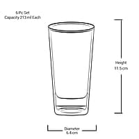 Treo By Milton Atlas Cool Glass Tumbler Set of 6, 213 ml Each, Transparent | Dishwasher Safe| Serve Whiskey | Wine | Juices | Cold Drinks | Water | Cocktails | Mixed Drinks