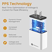 Portronics Adapto 65M 65W Triple Port GaN Fast Charger | Dual Type-C PD + USB-A White