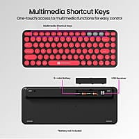 Portronics Bubble 2.0 Wireless Keyboard with Bluetooth + 2.4 GHz Receiver, Connect 3 Devices, Compact TKL Size, 10m Working Range