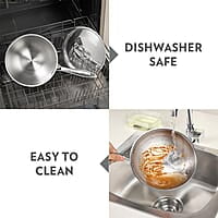 Borosil 3.5 L Cookfresh Tri-ply Stainless Steel Wok with Lid | 26 Cm Kadhai for Deep Fry