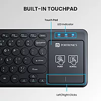 Portronics Bubble Pro Keyboard | Wireless BT + USB, Integrated Touchpad, Silent Keys, Ergonomic Design, Multi-Device Connectivity, Ideal for Home & Office, Sleek & Compact, Easy to Use.