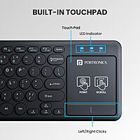 Portronics Bubble Pro Keyboard | Wireless BT + USB, Integrated Touchpad, Silent Keys, Ergonomic Design, Multi-Device Connectivity, Ideal for Home & Office, Sleek & Compact, Easy to Use.