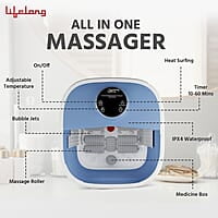 Lifelong Electric Foldable Foot Spa Massager with 8 Manual Massage Rollers, Digital Panel & Water Heating Technology