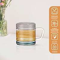 Borosil Vision Glance Tea n Coffee Classic Mug Set of 6 Pcs 210 ml | Borosillicate Glass, Microwave Safe, Scratch Resistance, Lightweight | for Chai, Green Tea, Milk
