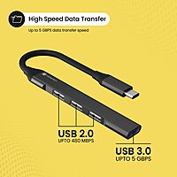 Portronics Mport 31C – 4-in-1 USB-C Hub, 5Gbps Speed, supports HDMI, USB 3.0, and SD card reader, compact design, perfect for laptops and tablets, enhances connectivity and productivity.