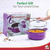 Wonderchef Royal Velvet 24cm Casserole with Glass Lid Virgin Aluminium 3 mm thick 4.5 litres