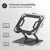 Portronics K9 Laptop Stand – Black, Adjustable & 360° Ergonomic