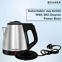 Faber Electric Kettle with Stainless Steel Body, FK 1.2 litres boiler for Water, SS