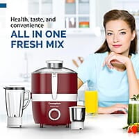 Cromptons Fresh-MIX, Juicer Mixer Grinder (2 Jars, High grade Stainless Steel mesh, unbreakable polycarbonate jar lids)