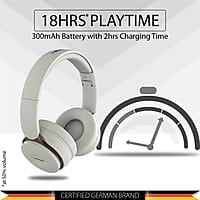 Blaupunkt BH01 Bluetooth Wireless On Ear Headphones with 18 Hrs* Playtime I Passive Noise Reduction I TF Card Slot & Built-in FM I 40MM Drivers & Soft Padded Ear Cushions