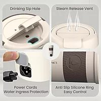 Portronics Thermosip Travel Kettle – 400ml Electric, compact design, quick boiling, perfect for travel, keeps beverages hot, lightweight, easy to use, ideal for tea, coffee, and soups on the go.