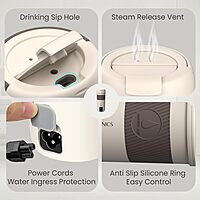 Portronics Thermosip Travel Kettle – 400ml Electric, compact design, quick boiling, perfect for travel, keeps beverages hot, lightweight, easy to use, ideal for tea, coffee, and soups on the go.