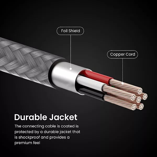 Portronics iKonnect C Plus USB-C to 3.5mm AUX Cable 1m – Braided Audio Cable