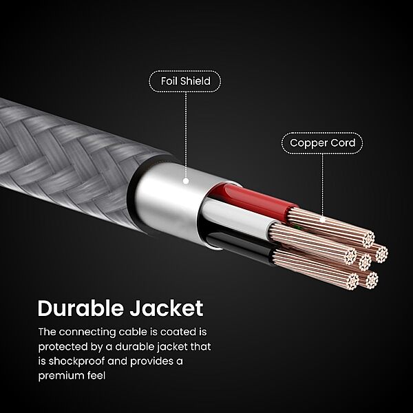 Portronics iKonnect C Plus USB-C to 3.5mm AUX Cable 1m – Braided Audio Cable