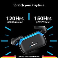 Blaupunkt Newly Launched BTW300 XTREME True Wireless Earbuds with Unstoppable 150 Hours* Playtime I Massive 800mAh Battery I CRISPR ENC AI MIC I BT Ver 5.3 I Gaming-Ready I TurboVolt Charging