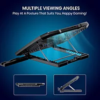 Portronics My Buddy AIR 4 Laptop Stand – Multi-Level | RGB Lighting | Cooling Fan | Black