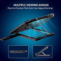 Portronics My Buddy AIR 4 Laptop Stand – Multi-Level | RGB Lighting | Cooling Fan | Black