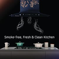 Wonderchef Ruby Curve Flora 90 cm Auto Clean Wall Mounted Chimney (Black 1200 CMH)