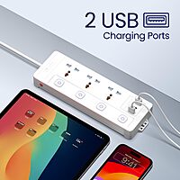Portronics Power Plate 18 – Features 3 AC sockets, USB-A and USB-C ports, delivering up to 1500W. Ideal for charging multiple devices simultaneously, compact design for home or office use.
