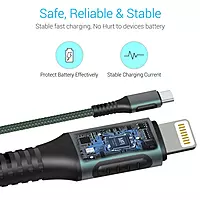 Portronics Konnect CL – 20W Type-C to 8-Pin Cable, Green. Fast charging and data transfer, durable design, compatible with various devices, perfect for on-the-go charging needs.