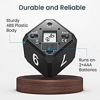 Portronics Timeout Smart Countdown Timer Cube – 1, 5, 7, 9 Minute Timers with Audio-Visual Alarm | Ideal for Kitchen, Study, Games, Workouts, Meditation & Yoga | Black