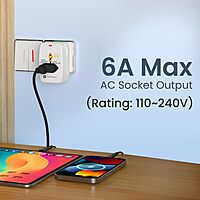 Portronics Juicemate Go Universal Travel Adapter – 6A AC Output | White