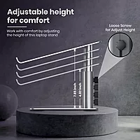 Portronics My Buddy K5 Laptop Stand – Metal Build | Extendable Design | Grey | 1 Year Warranty