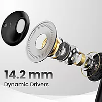 Portronics Conch Theta A – 3.5mm Earphones with Mic, sleek black design, delivering clear sound and comfort for music lovers and calls, perfect for everyday use and portable convenience.