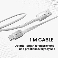 Portronics Konnect X – USB to Type-C Cable, 3A, 1M, White. Fast charging and data transfer, durable design, compatible with various devices, perfect for everyday use and travel.