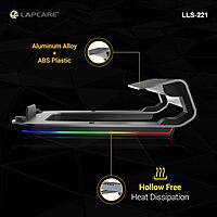 Lapcare Legend LLS-221 Aluminium Alloy RGB Laptop Stand – Tabletop Design | Ergonomic Support | Stylish Space Grey Finish