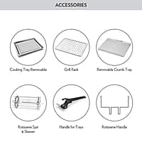 Borosil Prima 60 L Oven Toaster & Grill, Motorised Rotisserie & Convection Heating, 12 Heating Modes, Black