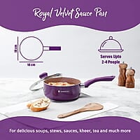 Wonderchef Royal Velvet 18cm Sauce pan with Glass Lid  3 mm thick  2 litres