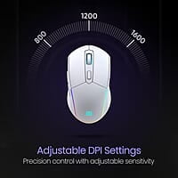 Portronics Toad One Bluetooth Mouse with 2.4 GHz & BT 5.3 Dual Wireless, 6 Buttons, Rechargeable, RGB Lights, Connect 3 Devices, Ergonomic Design for Laptop, Smartphone, Tablet