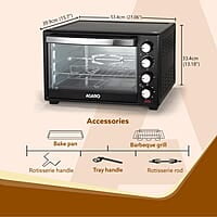AGARO Marvel 38 Liters Oven Toaster Griller,Motorised Rotisserie&Convection Cake Baking Otg With 3 Heating Mode ,(Black),1600 Watts