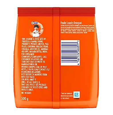 Tide Plus Detergent Washing Powder - Jasmine & Rose, 500 g Pouch