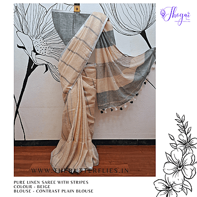 PURE LINEN SAREE YBRSLIN23597
