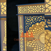 Divine Backlit Om Mandir in White Corian with Elegant Design
