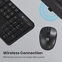 Portronics Key8 Wireless Keyboard & Mouse Combo – 2.4GHz USB Receiver | 104 Keys with Large Keycaps | Adjustable Mouse Sensitivity | 12 Multimedia Hotkeys | Black