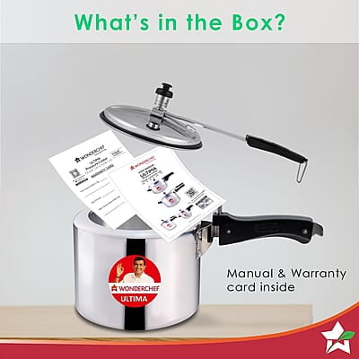 Wonderchef Inner Lid Ultima Pressure Cooker 3 litres, 3.25 mm Heavy Encapsulated Bottom Bakelite Handles for Durability Induction Friendly (Aluminium, Silver) Wonderchef Inner Lid Ultima Pressure Cooker 3 litres, 3.25 mm Heavy Encapsulated Bottom Bakelite Handles for Durability Induction Friendly (Aluminium, Silver)