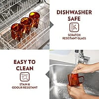 Borosil Classic Amber Mug, Borosilicate Glass, Scratch Resistant, Microwave Safe, Lightweight, for Chai, Green Tea, Milk, Coffee, Cold Coffee, 190 ml, Set of 6