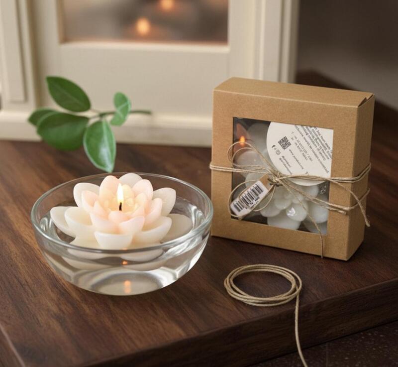 WHITE FLOATING OPEN LOTUS CANDLE