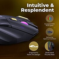 Coconut WM22 Gold Wireless Gaming Mouse (RGB, 3200 DPI, Ergonomic Design, Customizable Buttons, Long Battery Life, Ultra-Responsive, Perfect for Gamers Seeking Precision & Style, 1 Year Warranty)