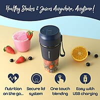 Wonderchef Nutri-Cup Portable Blender USB Charging 300ml Blue  Rechargeable Blender
