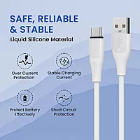 Portronics 2719 Silklink Lightning Cable – 3A USB-A to Lightning | Soft Silicon Cable | 1M | White