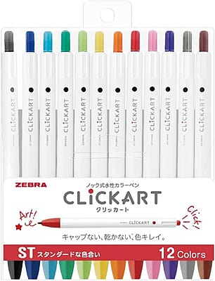 Zebra ClickArt Markers  -12 Color Set-Assorted Colors