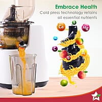 Wonderchef Regenta Full Fruit Juicer High Juice Yield 240W 55 RPM Fine Strainer